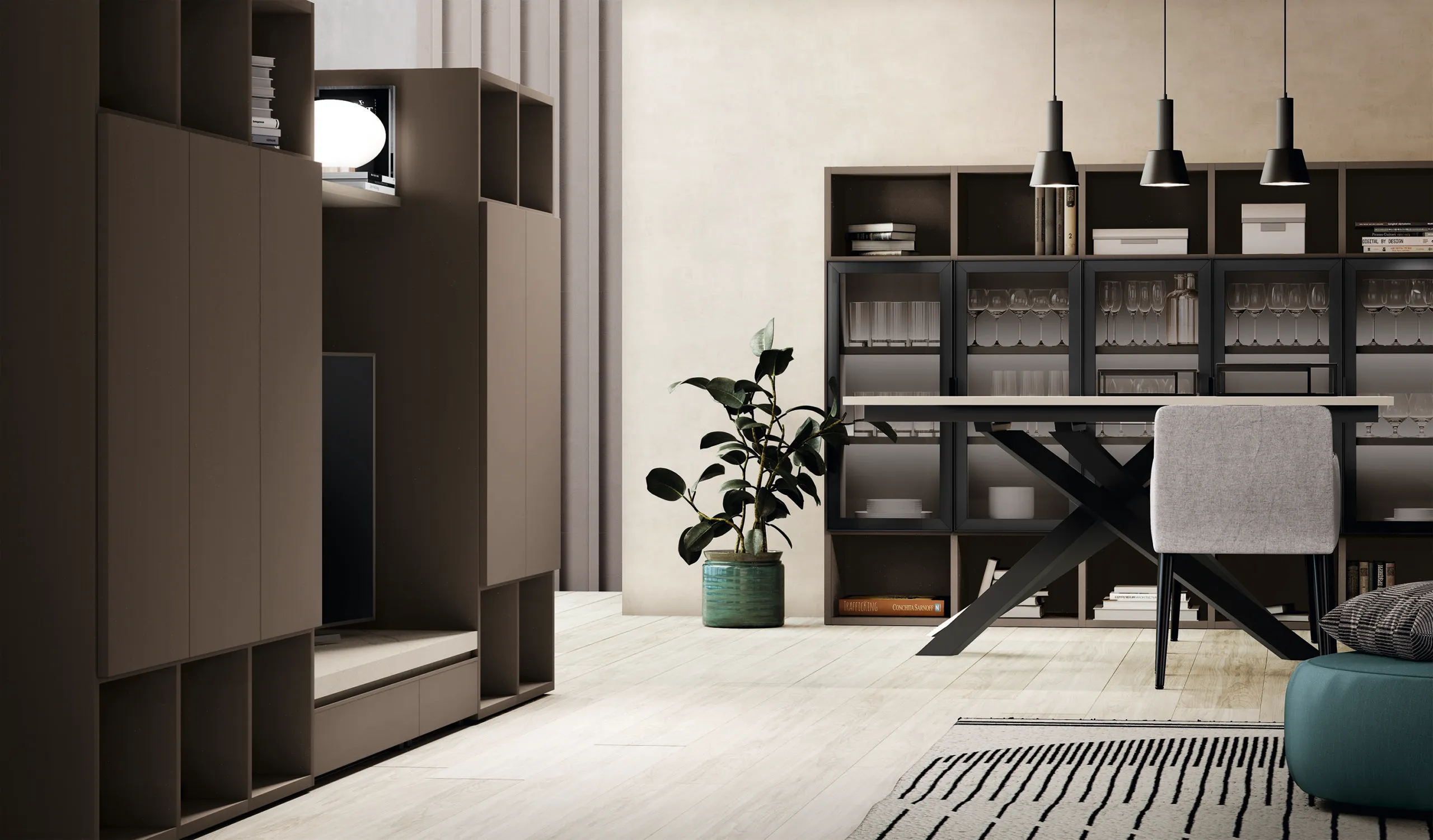 ДНЕВНА COLOMBINI CASA, мод. GOLF MODERN BOOKCASES